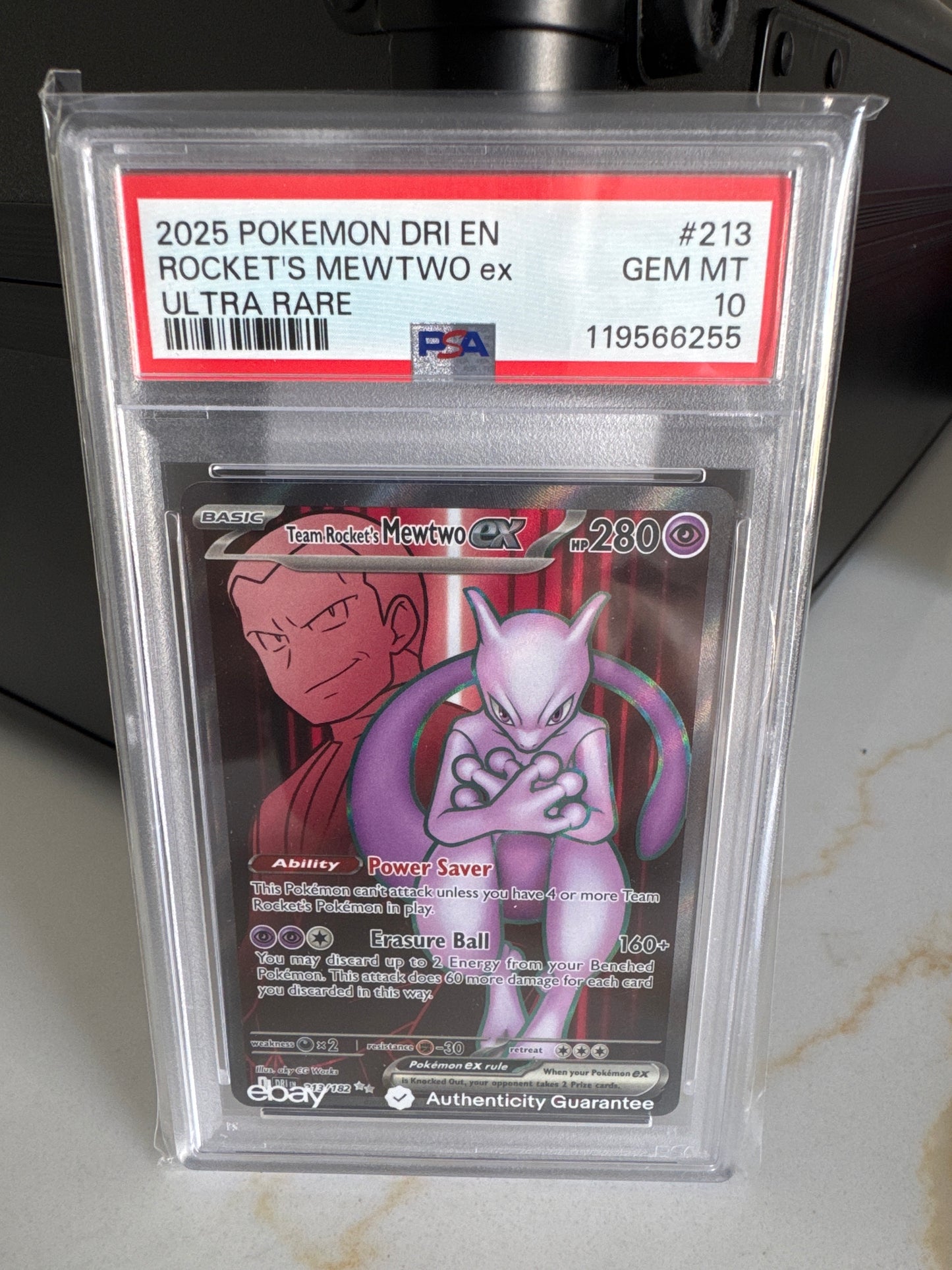 2025 Pokemon Team Rocket’s MewTwo Ex PSA 10