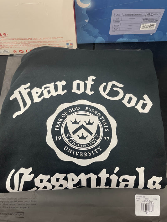 Fear of God Essentials Heavy Fleece Vintage Shrunken Hoodie Black - X Large